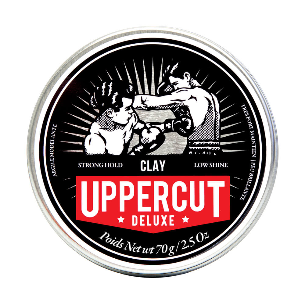Uppercut Deluxe Clay Pomade — 70 g tin, front lid label, plain white background