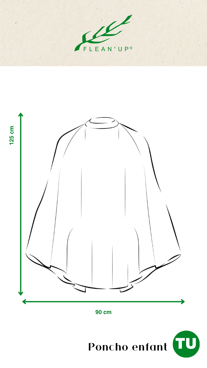 Flean'Up Kids' Poncho size chart