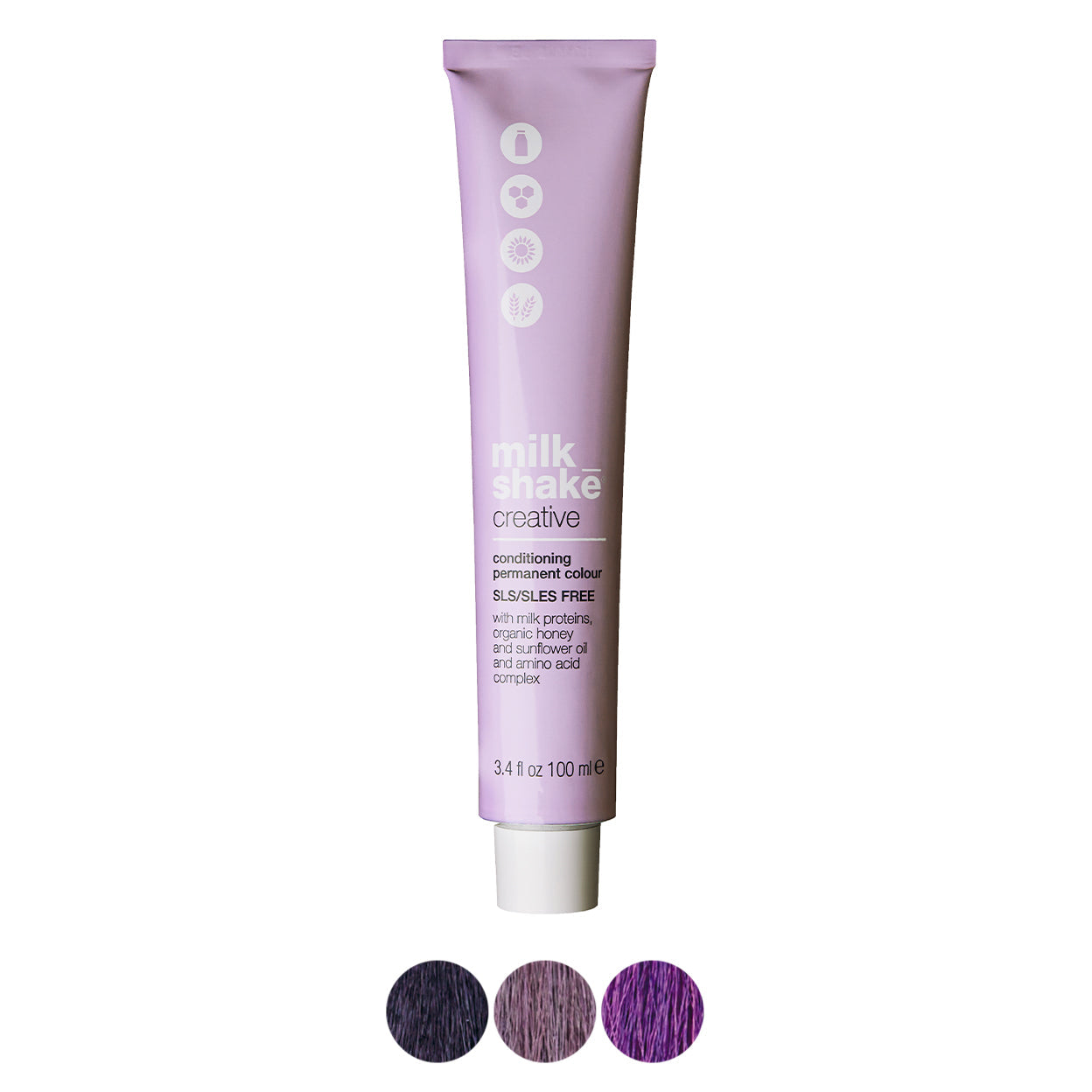 milk_shake Creative Permanent Colour – Violet shades swatch chart (brand image)