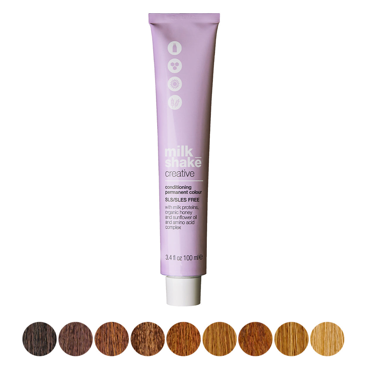 milk_shake Creative Permanent Colour – Pure Gold shades swatch chart (brand image)
