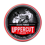 Uppercut Deluxe Pomade — 100 g tin, front lid label, plain white background