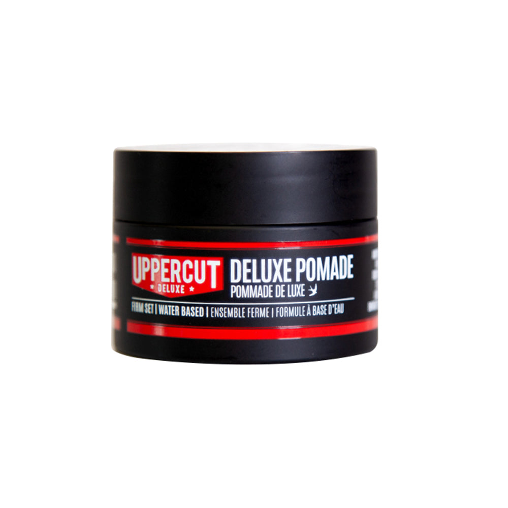 Uppercut Deluxe Pomade — 30 g midi travel tin, front, plain white background