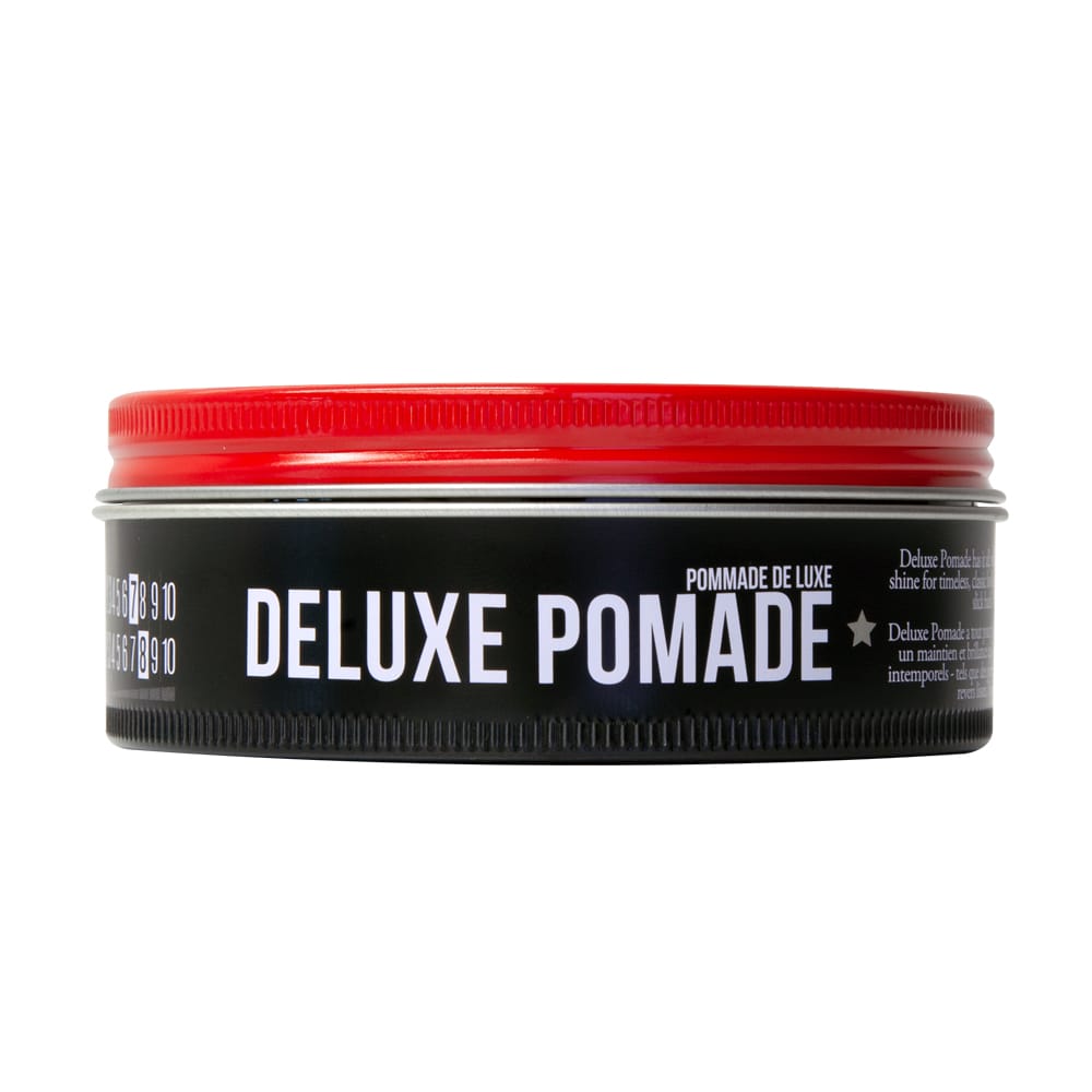 Uppercut Deluxe Pomade — 100 g tin side profile, plain white background