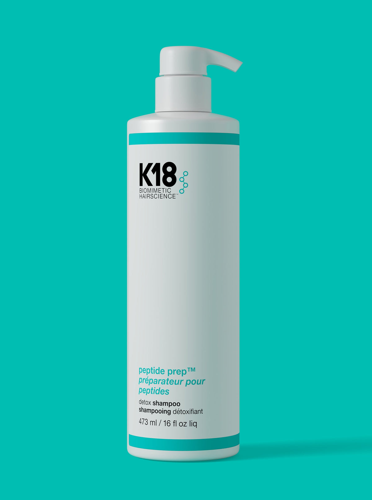 K18 Peptide Prep Detox Clarifying Shampoo — 473 ml jumbo pump bottle, front label