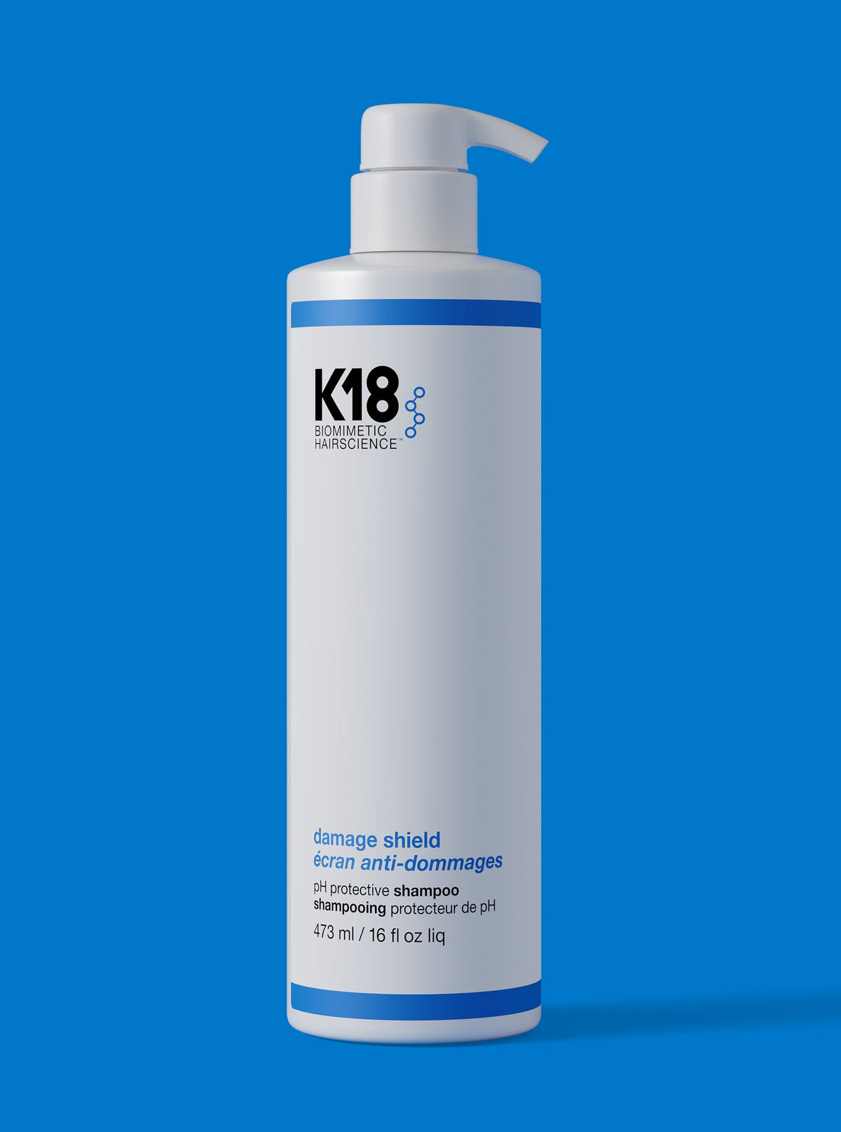 K18 Damage Shield Protective Shampoo — 473 ml jumbo pump bottle, front label