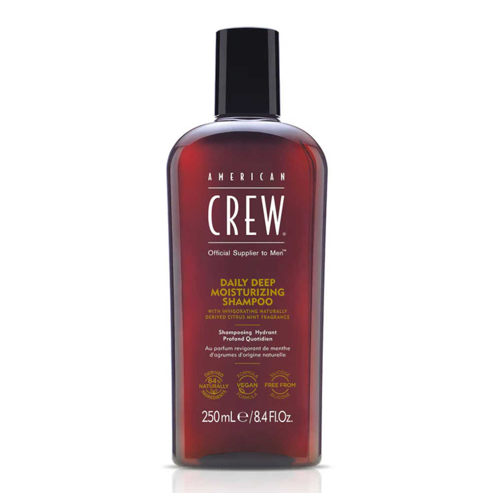 American Crew Daily Deep Moisturizing Shampoo — 250 ml bottle, studio render on white