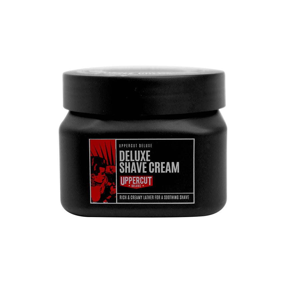 Uppercut Deluxe Deluxe Shave Cream 120 g — black 120 g jar, front label, plain white background