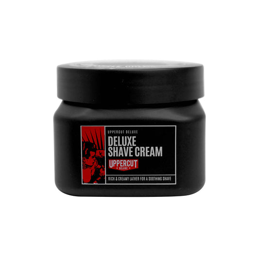 Uppercut Deluxe Deluxe Shave Cream 120 g — black 120 g jar, front label, plain white background