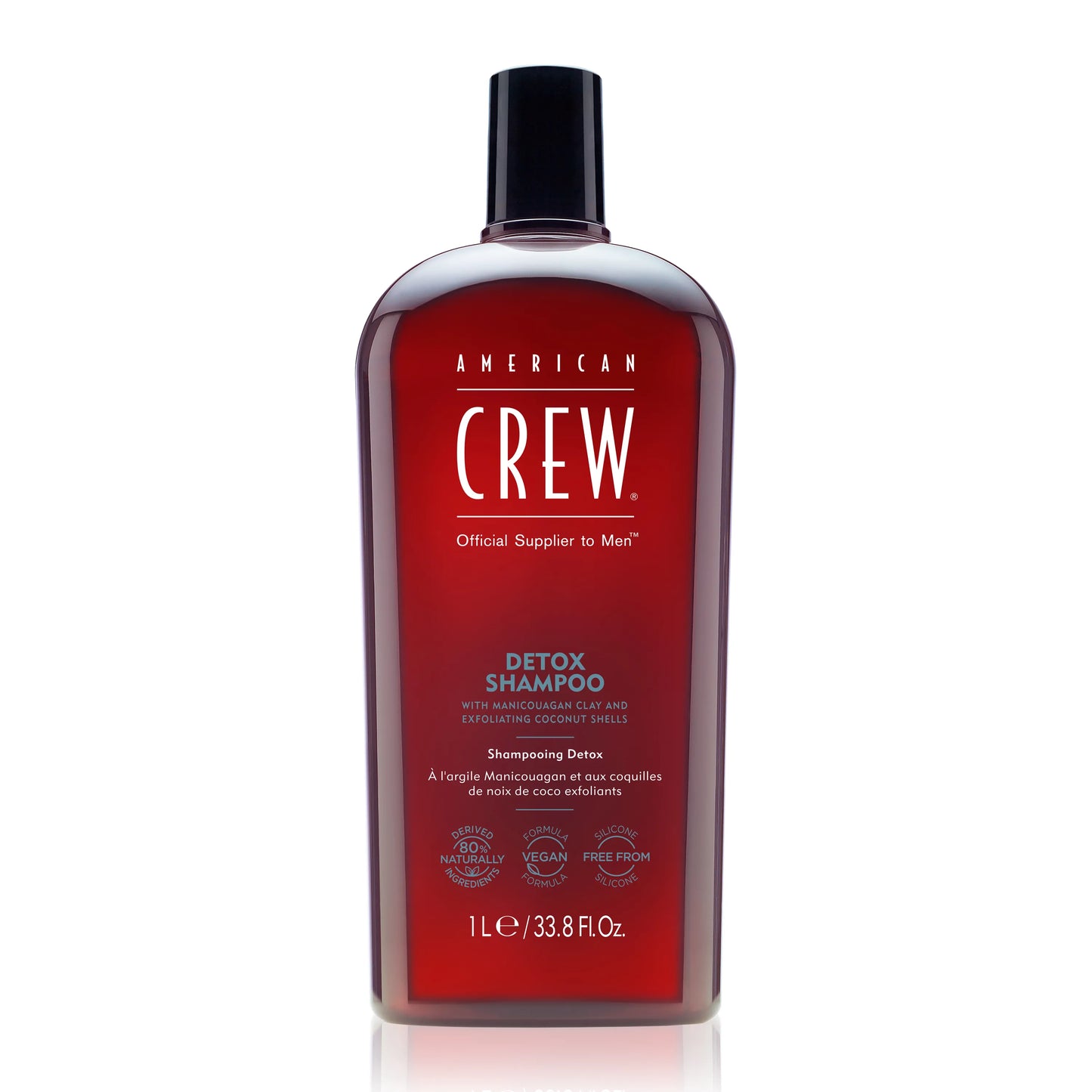 American Crew Detox Shampoo — 1 L bottle, front label reading 1 L / 33.8 Fl. Oz., on a plain white background