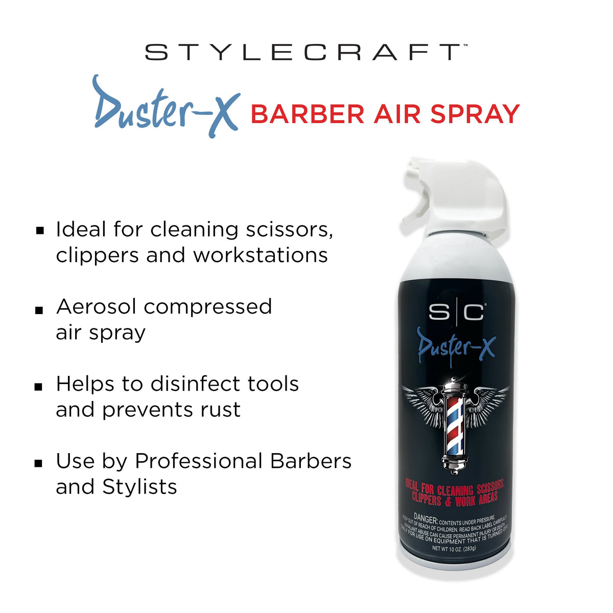StyleCraft Duster-X - Barber & Stylist Duster Spray Aerosol 10 oz. – Professional