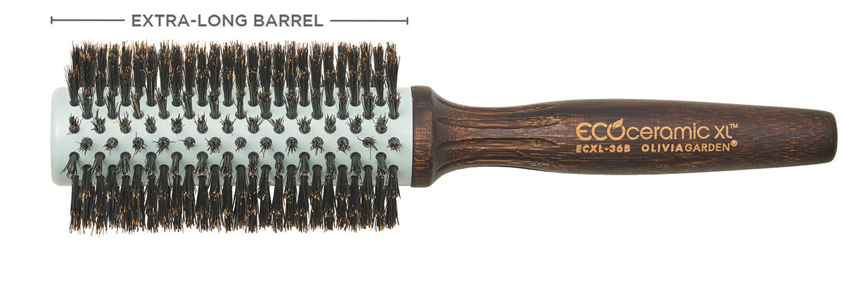 Olivia Garden EcoCeramic XL 100% Boar Bristle Brush — 36 mm (2 1/2"), plain white background