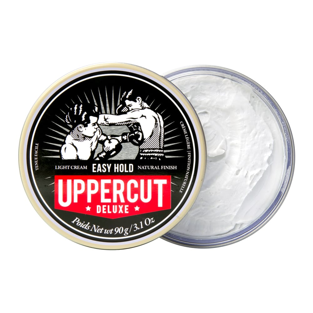 Uppercut Deluxe Easy Hold Cream — 90 g tin open showing the cream, plain white background