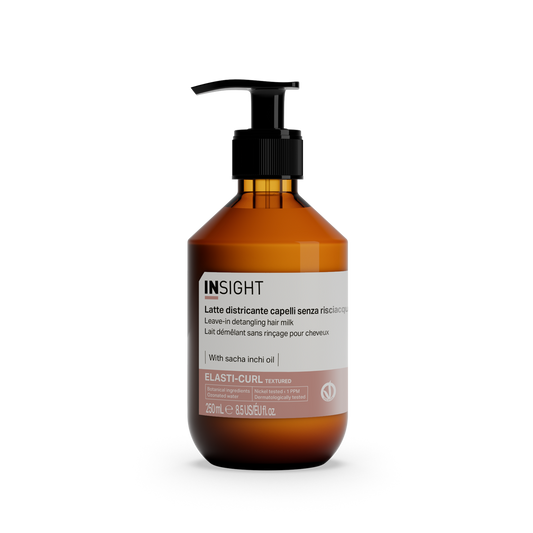 Insight Elasti-Curl Leave-In Detangling Hair Milk 250 ml — 250 ml amber pump bottle, current white-label livery, front view
