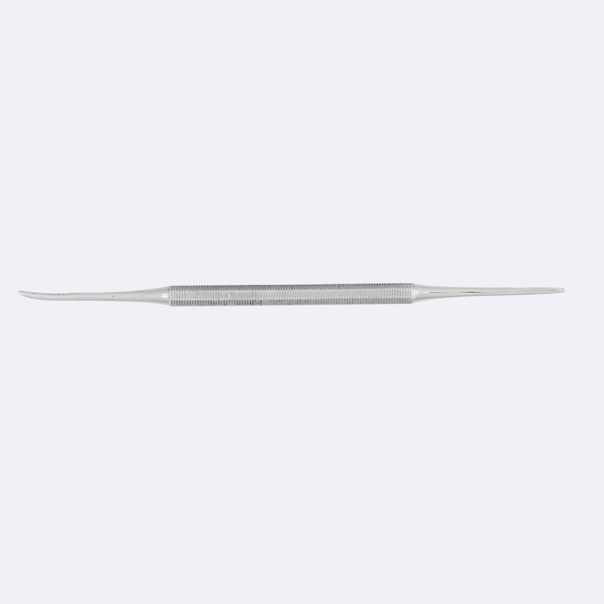 Silkline Professional Ingrown Toenail File — double-sided stainless steel file, full length on plain background / Lime pour ongle incarné Silkline — lime double face en acier inoxydable, pleine longueur sur fond uni — FSE2017NC