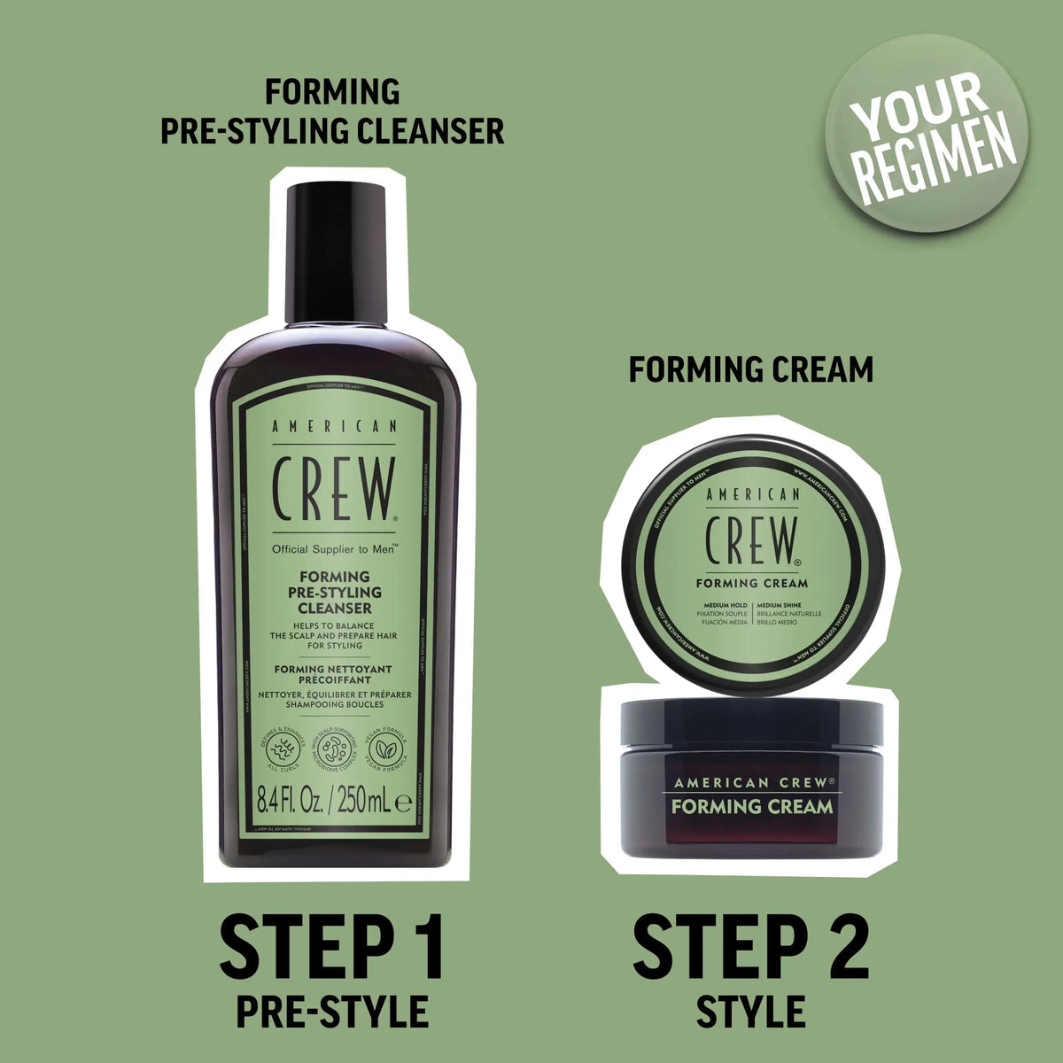 Forming Cream Pre-Styling Shampoo styling steps