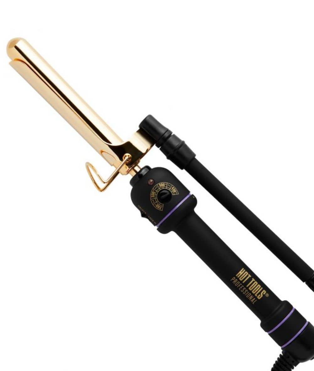 Hot Tools 3/4" Curling Iron 24K Gold — 24K gold marcel curling iron with locking marcel handle, plain white background
