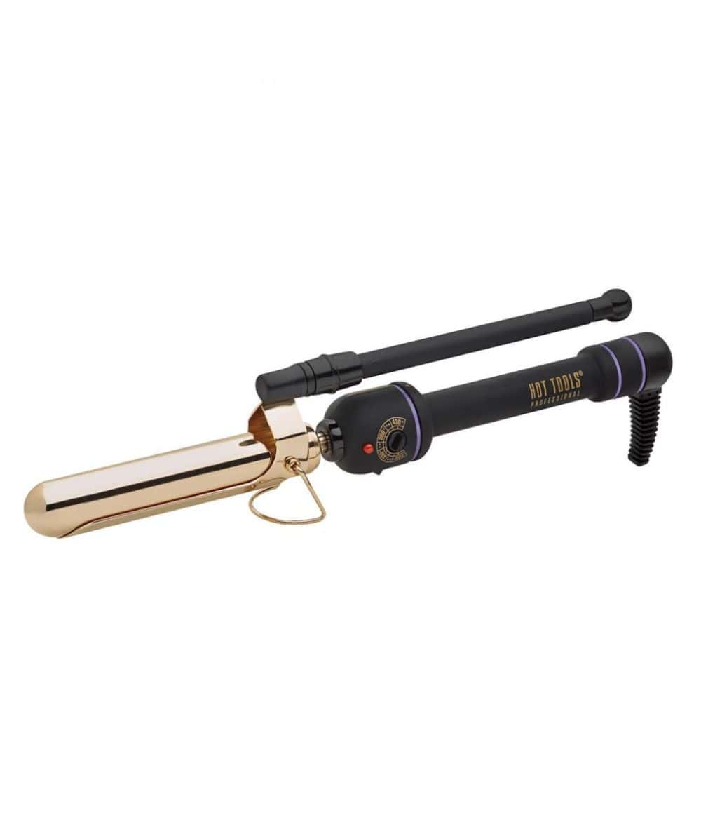 Hot Tools 1" Curling Iron 24K Gold — 24K gold marcel curling iron with locking marcel handle, plain white background