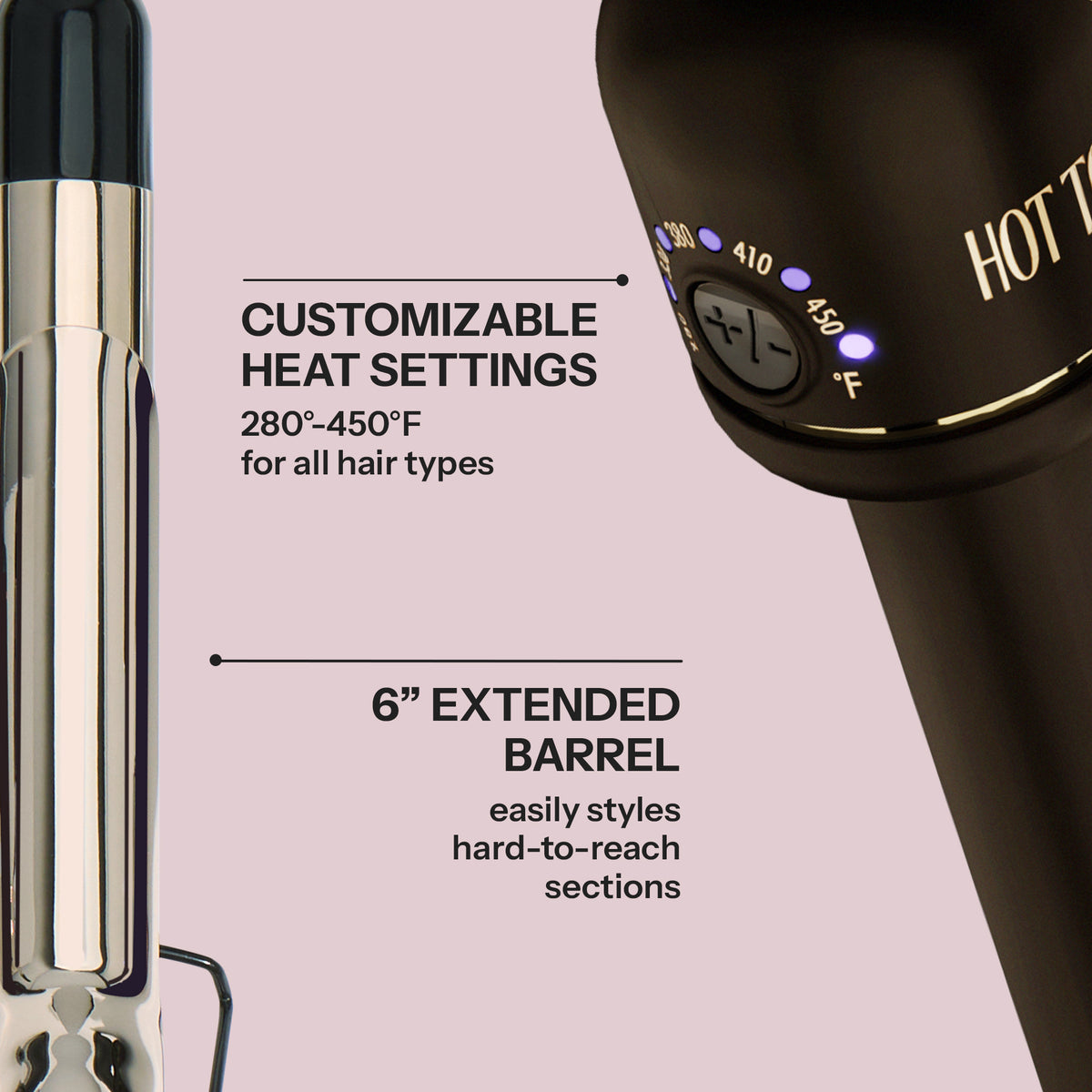 Hot Tools 1" Extended Barrel Curling Iron — 6" extended barrel and heat settings