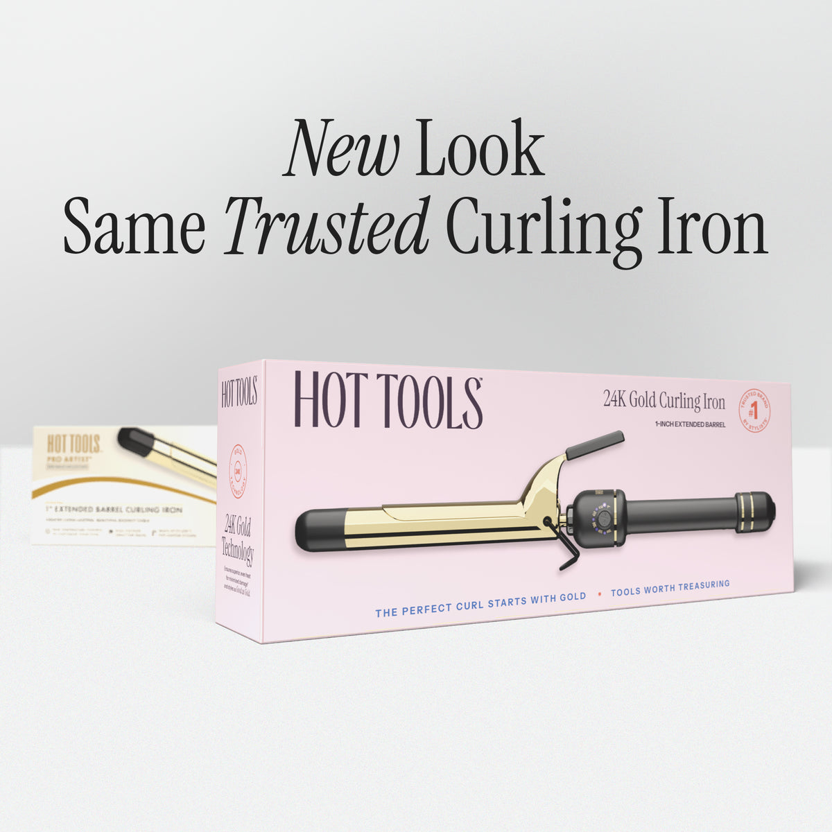 Hot Tools 1" Extended Barrel Curling Iron — current 24K Gold retail carton