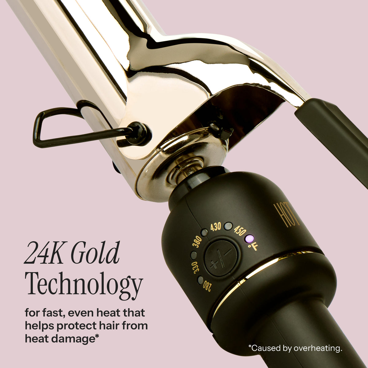 Hot Tools 1" Extended Barrel Curling Iron — 24K Gold technology callout