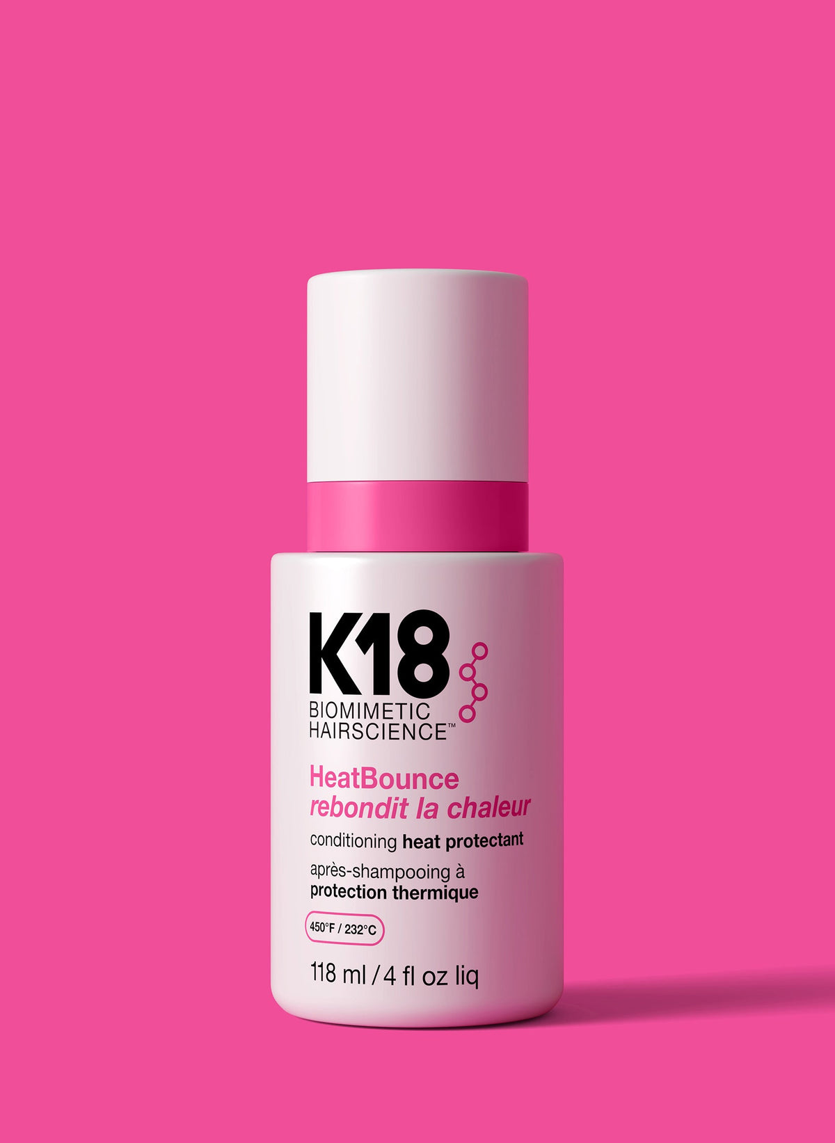 K18 HeatBounce Leave-In Conditioning Heat Protectant — 118 ml bottle, front label