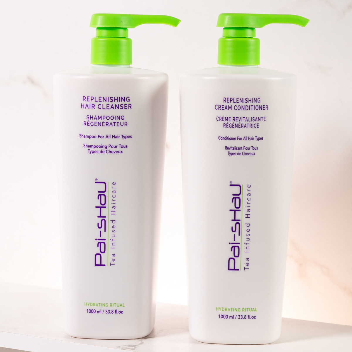 Pai-Shau Replenishing Hair Cleanser and Cream Conditioner 1 L pump-bottle duo