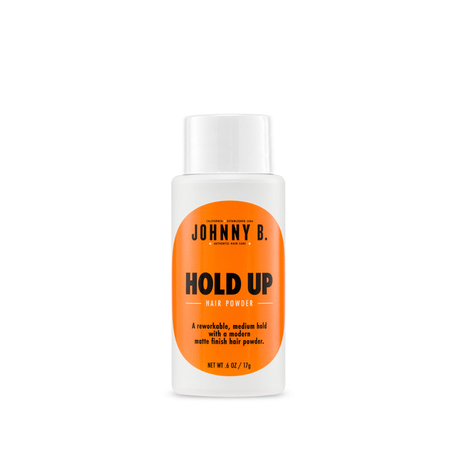 Johnny B Hold Up Hair Powder — product pack, current Johnny B livery