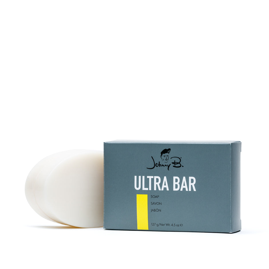 Johnny B Ultra Soap Bar — front of pack with box, current livery
