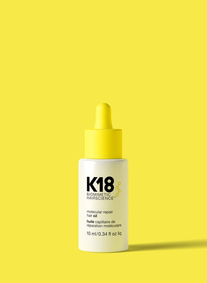 K18 Weightless Molecular Repair Hair Oil — 10 ml mini dropper bottle, front label