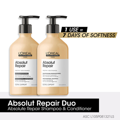 L’Oréal Professionnel Absolut Repair Shampoo & Conditioner Duo – Repairing Care for Damaged Hair | L’Oréal Professionnel | ProHair.ca