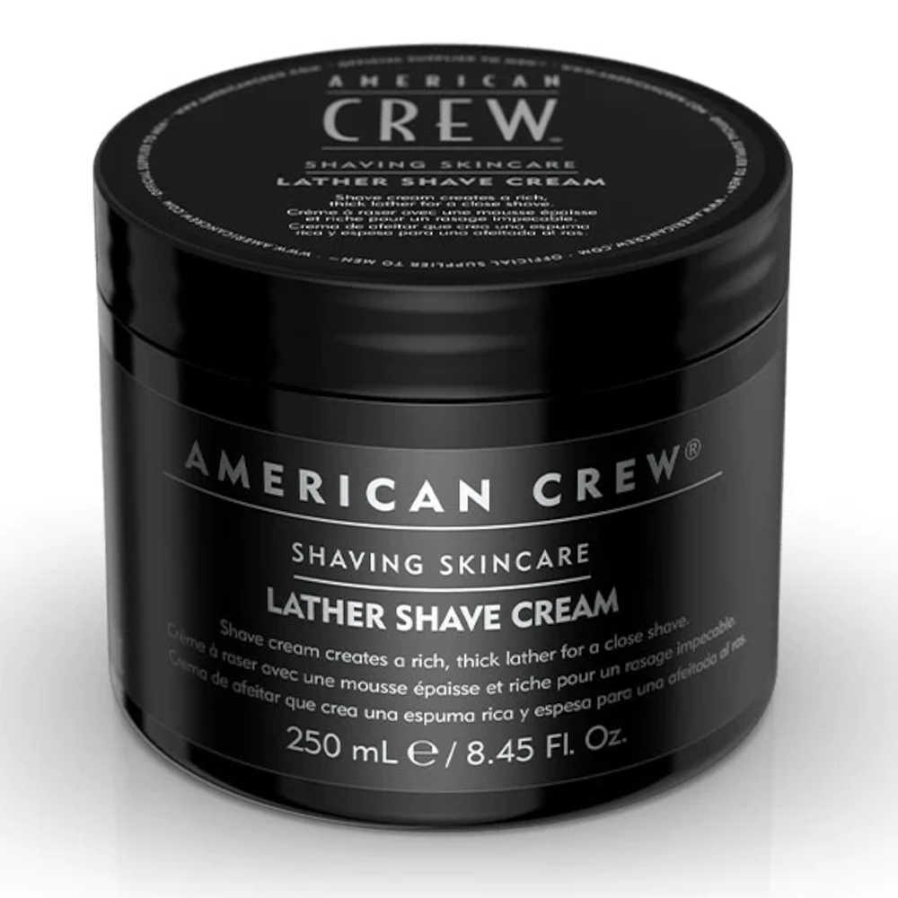 American Crew Lather Shave Cream — 250 ml jar from above, lid label visible