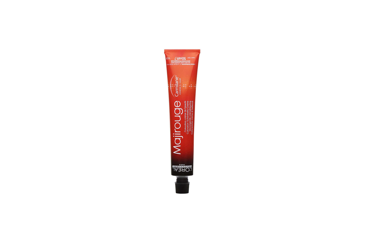 L'Oréal Professionnel Majirouge Carmilane Permanent Red Colour Crème — 50 ml tube, front label, plain white background