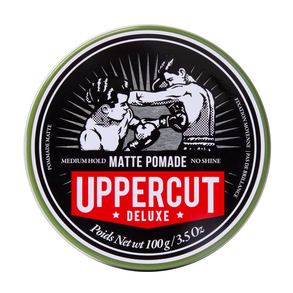 Uppercut Deluxe Matte Pomade — 100 g tin, front lid label, plain white background
