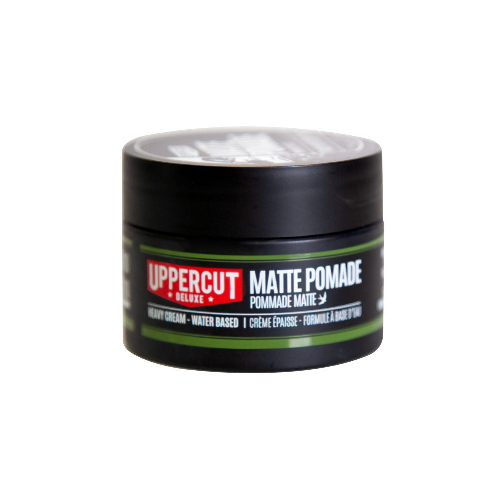 Uppercut Deluxe Matte Pomade — 30 g midi travel tin, front, plain white background