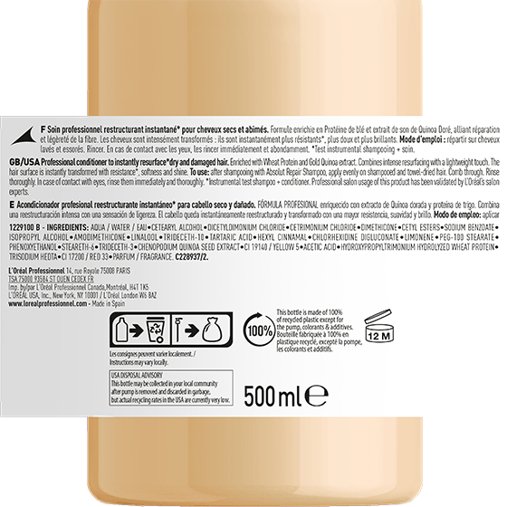 L’Oréal Professionnel Absolut Repair Conditioner – Lightweight Restorative Care for Damaged Hair