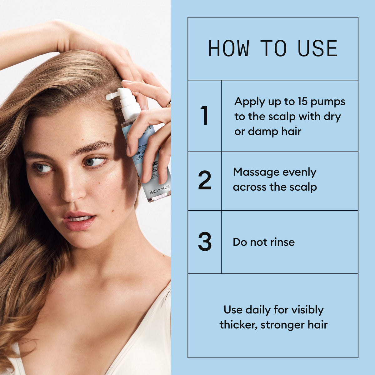 Nioxin Hair Fall Defense Serum — how to use: up to 15 pumps on the scalp, massage, do not rinse