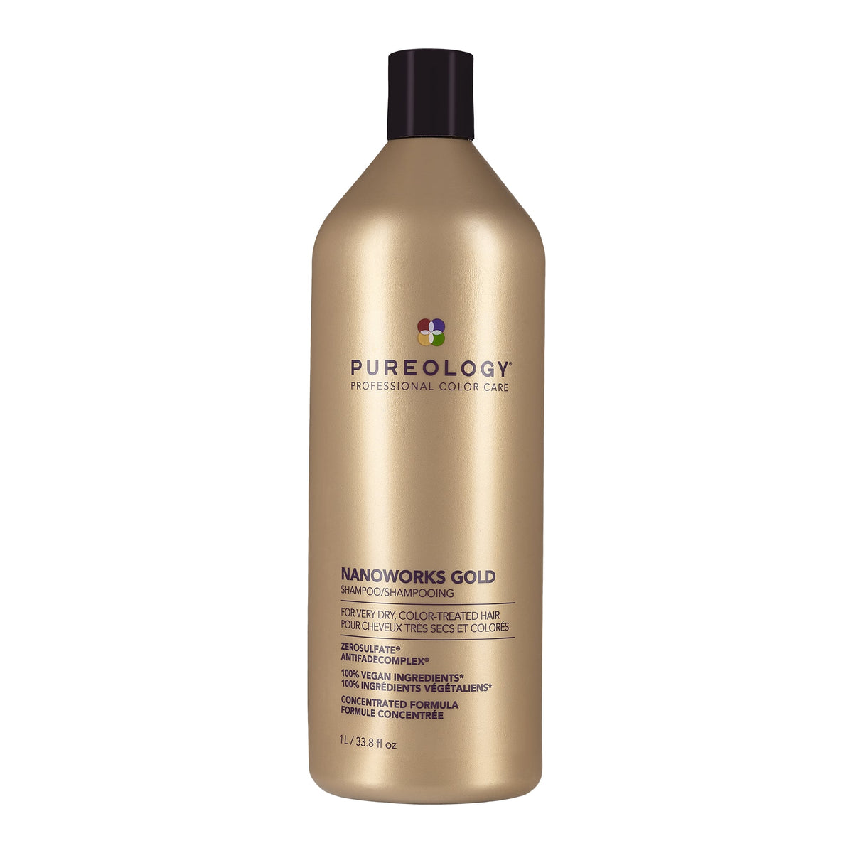 Pureology Nanoworks Gold Shampoo and Conditioner Duo 1L – shampoo bottle, front packshot on white