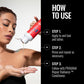 Repair Radiance Shampoo — infographie mode d'emploi montrant le flacon 300 ml