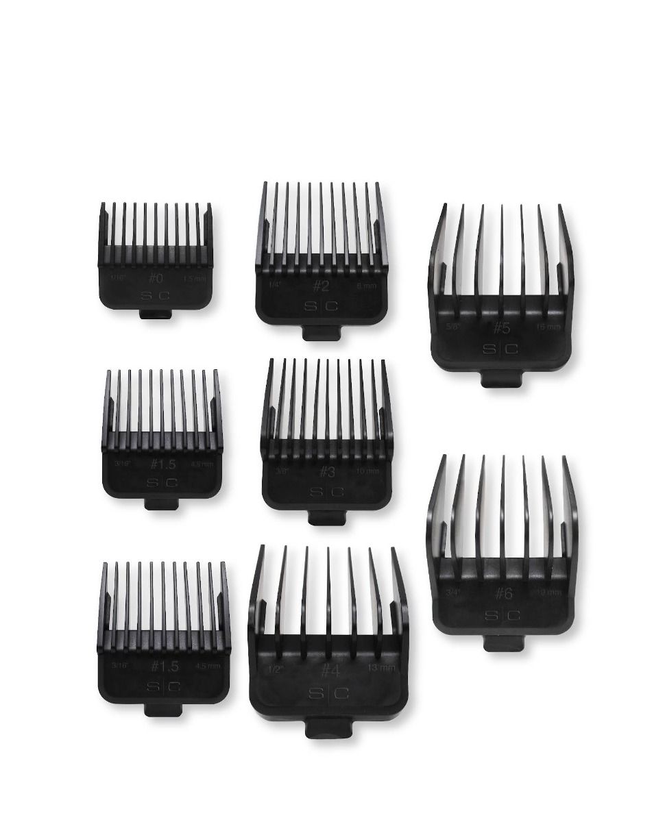StyleCraft Barber DUB Universal Double Magnetic Neodymium Clipper Guards, 8 Assorted Sizes – Blue