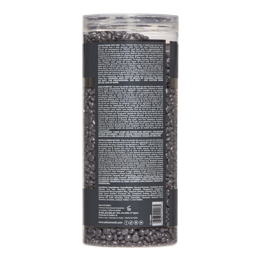 Satin Smooth Silver Tourmaline Pebble Wax — back of jar with directions and ingredients