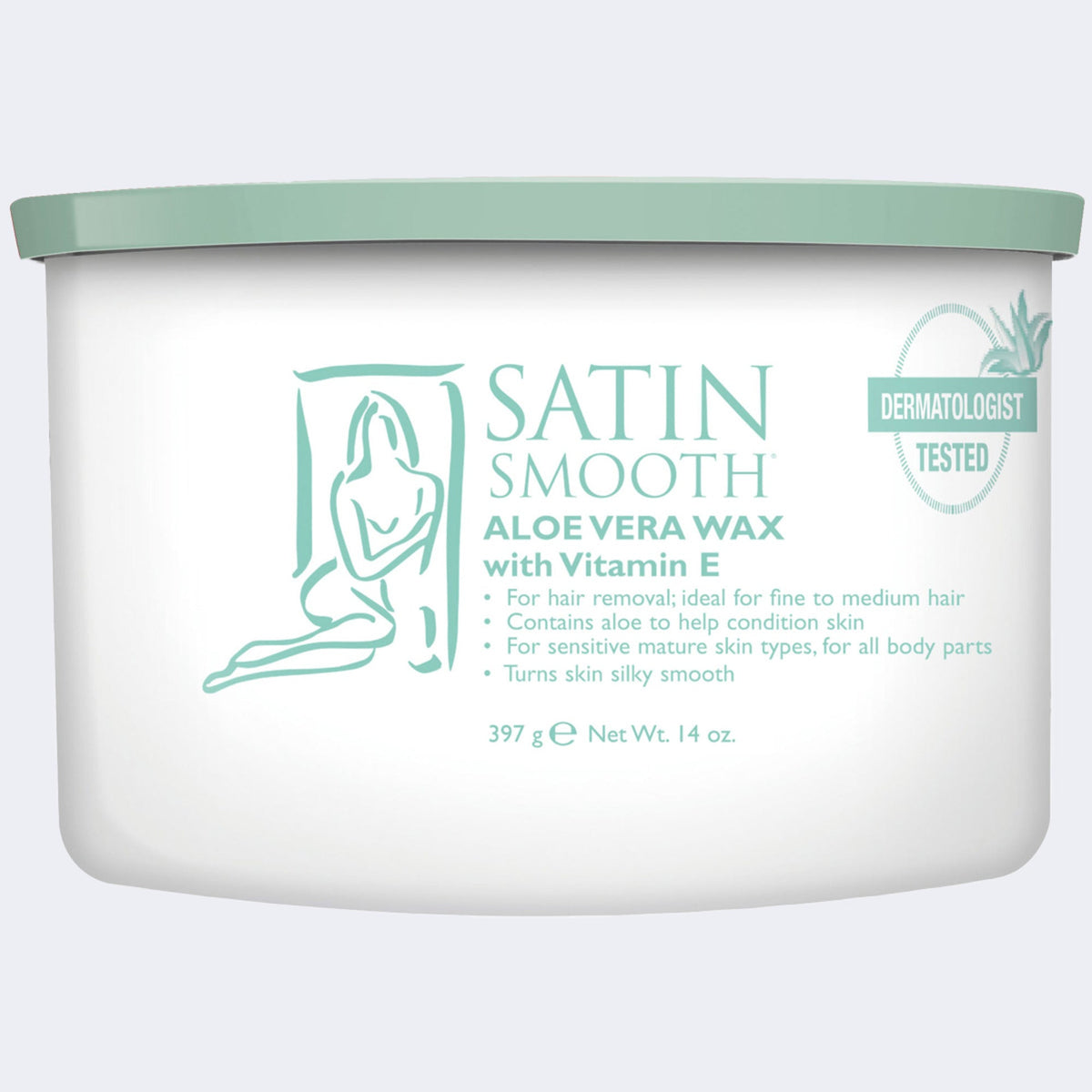 Satin Smooth Aloe Vera & Vitamin E Cream Wax — front of pack on plain white - 2000px Dannyco distributor master