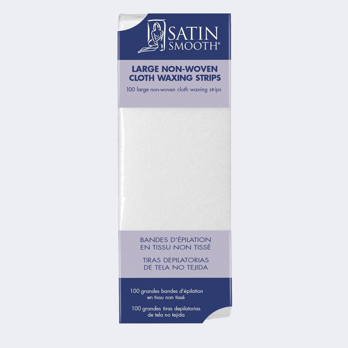 Satin Smooth Non-Woven Epilating Strips — large 100-count pack, front