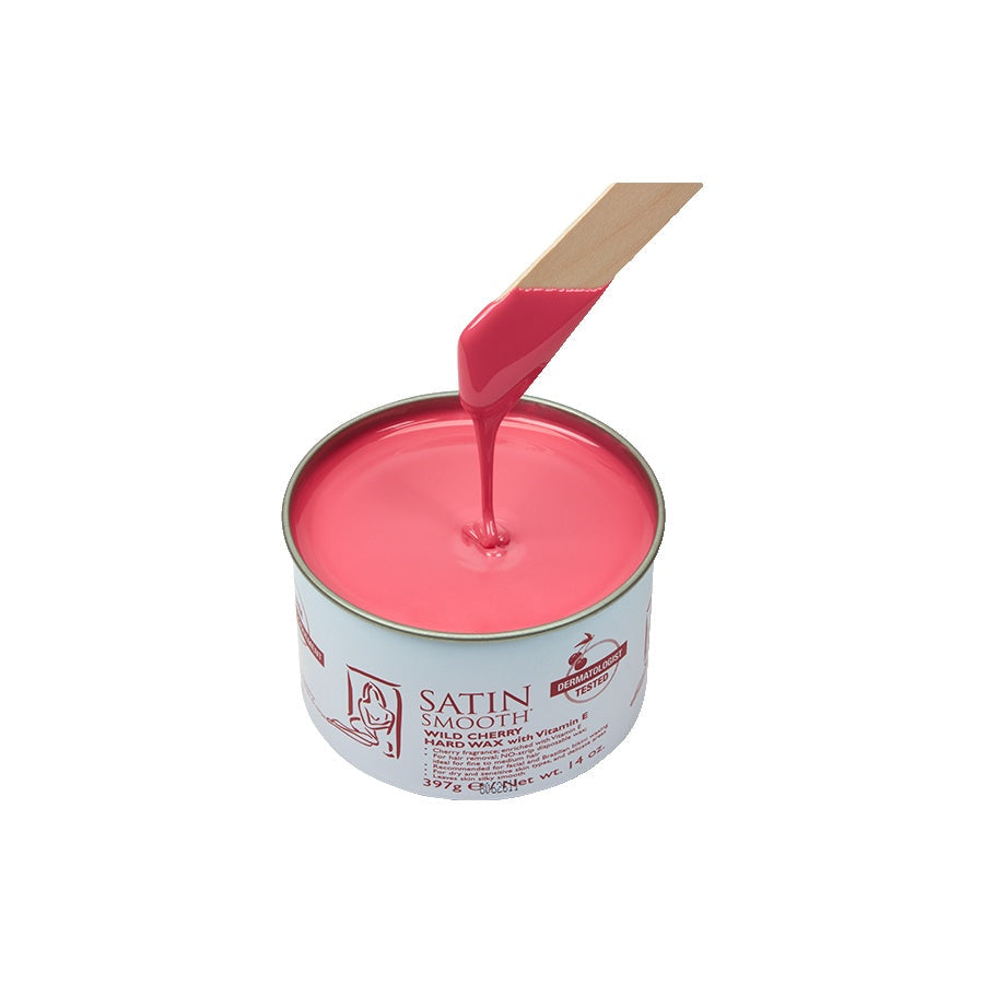 SATIN SMOOTH™ WILD CHERRY HARD WAX with vitamin E — angled studio shot of the product