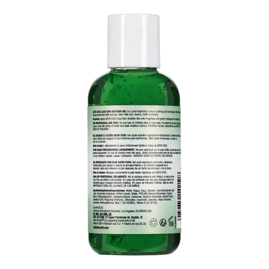 SATIN SMOOTH™ ALOE SKIN SOOTHER GEL — 4 oz (118 mL) bottle, back of pack with directions and ingredients