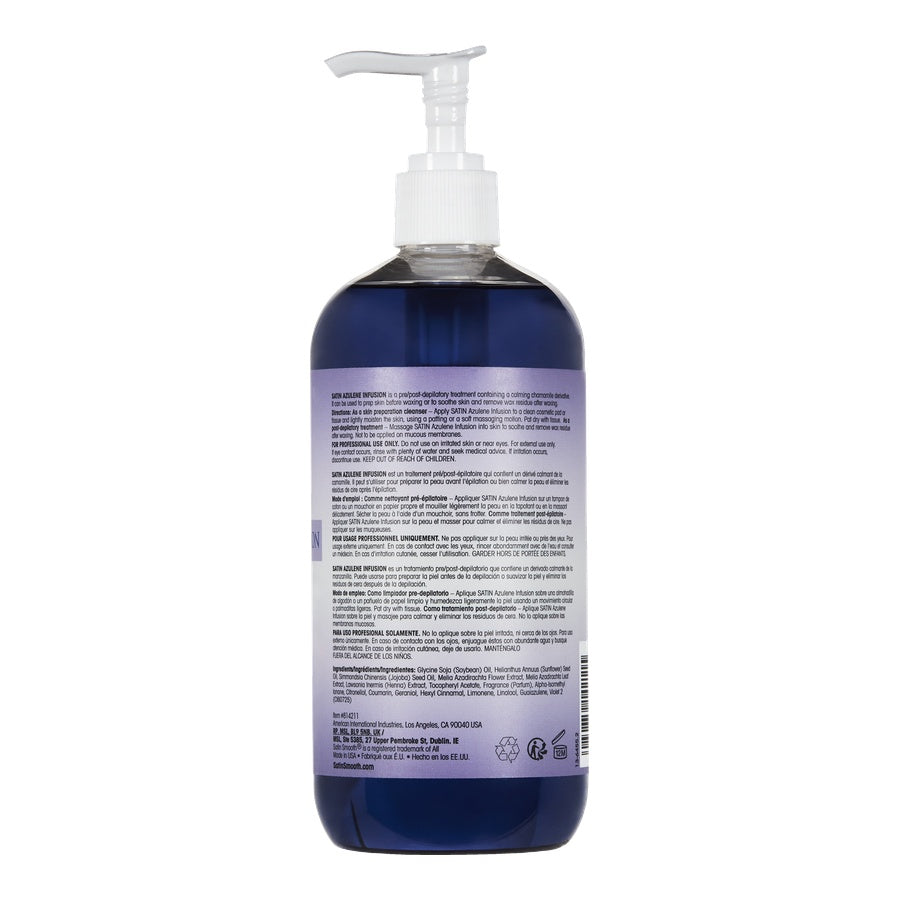 Satin Smooth Azulene Pre/Post Depilatory Treatment 16oz — 16 oz (473 mL) pack, back of pack showing directions and ingredients