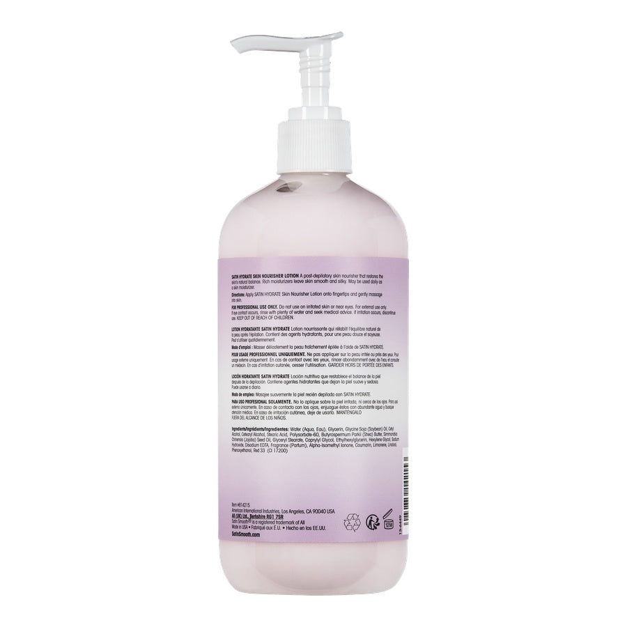 SATIN SMOOTH™ SKIN NOURISHER LOTION — 16 oz (473 mL) pack, back of pack showing directions and ingredients
