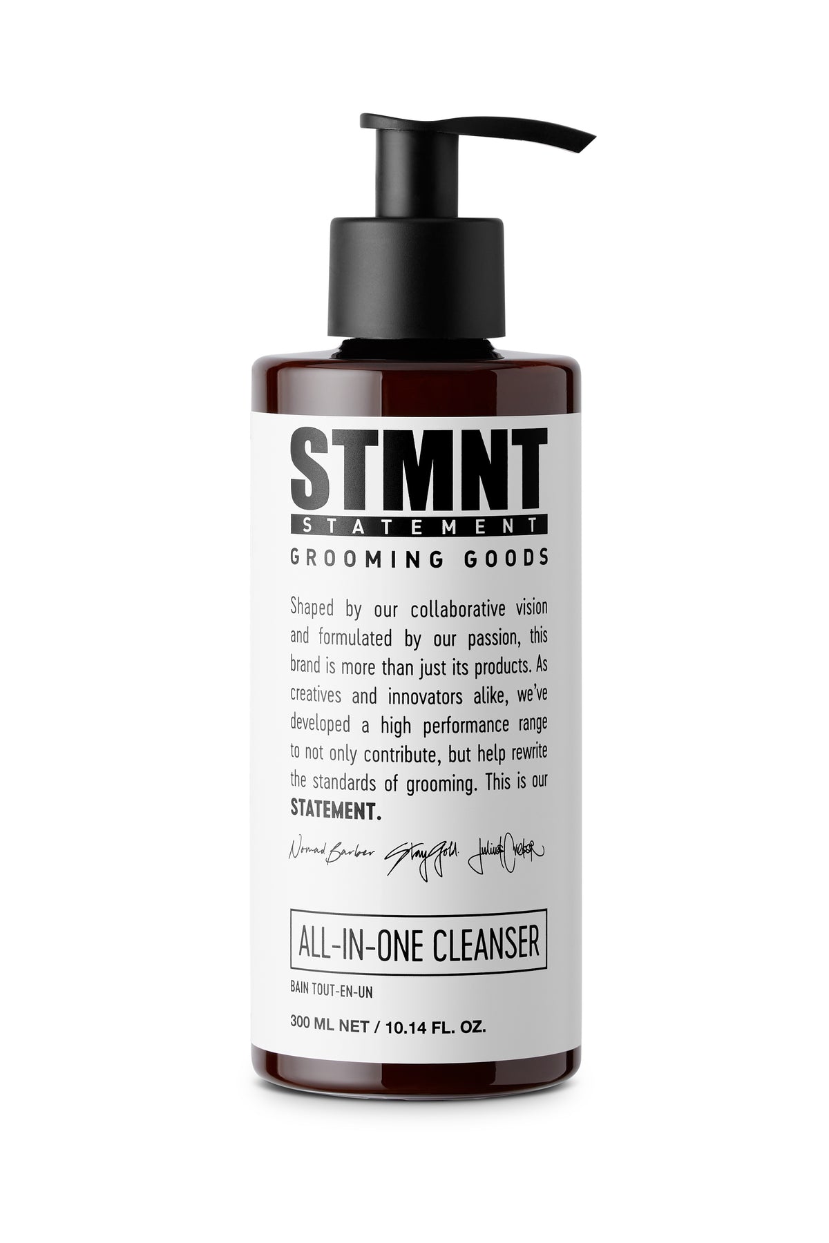 STMNT All-In-One Cleanser 300ml — 300 ml pump bottle, front label, official packshot