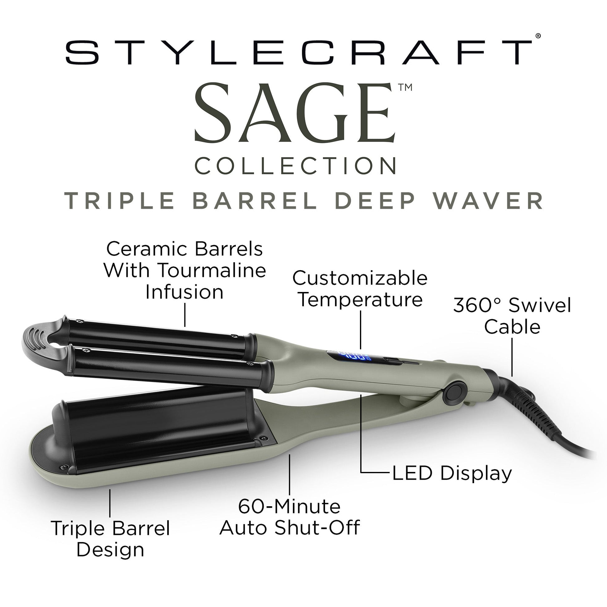 StyleCraft Sage Deep Barrel Waver – Professional