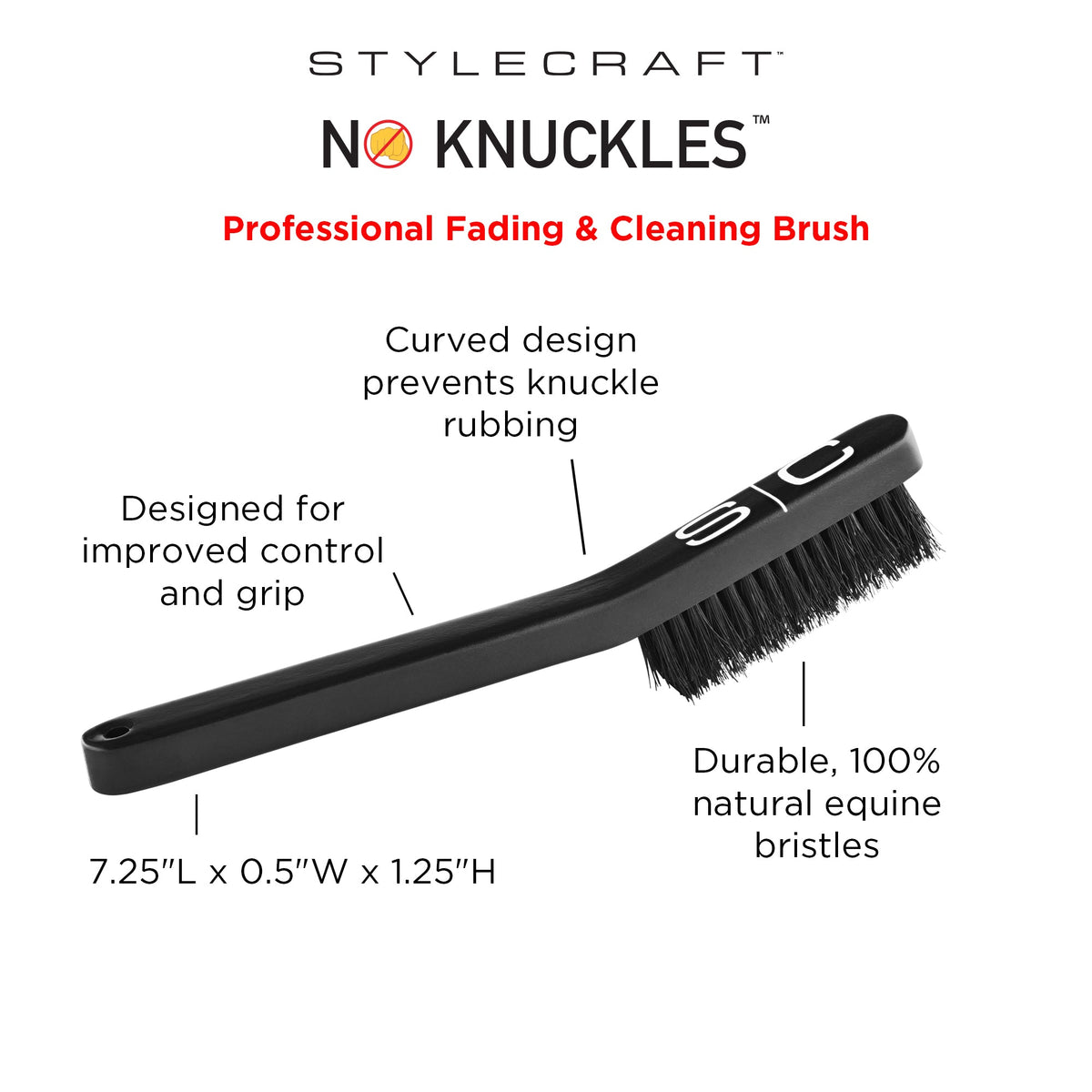 StyleCraft No Knuckles Curved Fade Hair Brush – Professional