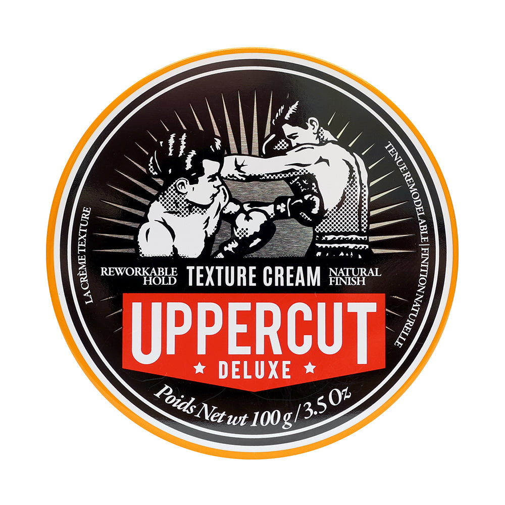 Uppercut Deluxe Texture Cream — 100 g tin, front lid label, plain white background